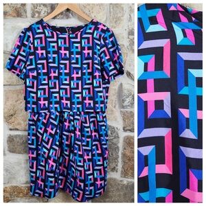 Amanda Uprichard Geometric Print Silk Dress
